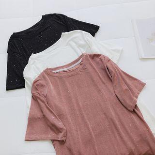 Sequined Short Sleeve Top