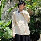 Long-sleeve Notched T-shirt