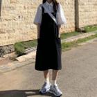 Plain Midi Jumper Dress / Short-sleeve Shirt