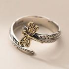 Dragonfly Leaf Sterling Silver Open Ring Silver - One Size