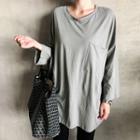Pocket-patch Oversized T-shirt Gray - One Size