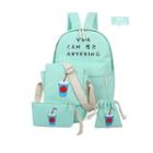 Set Of 4: Print Canvas Backpack + Crossbody Bag + Wristlet + Pouch