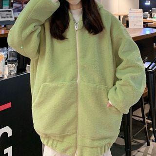Plain Zip-up Fleece Hoodie