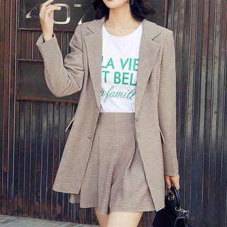 Set: Pattern Blazer + A-line Mini Skirt