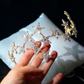 Wedding Rhinestone Star Tiara Gold - One Size