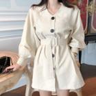 Long-sleeve Buttoned Mini A-line Dress As Shown In Figure - One Size