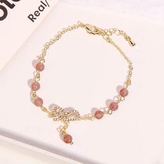 Faux Crystal Bow Bead Bracelet