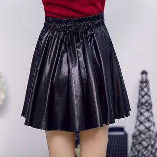 Ruffle Faux Leather Skirt