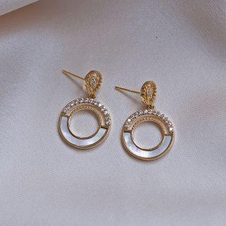 Rhinestone Shell Hoop Dangle Earring 1 Pair - Gold - One Size