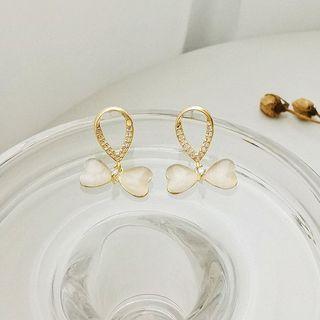 Faux Pearl Dangle Earring 1 Pair - Earring - Bow - Gold - One Size
