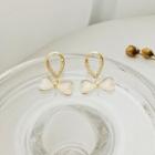 Faux Pearl Dangle Earring 1 Pair - Earring - Bow - Gold - One Size
