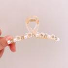 Flower Faux Pearl Hair Clamp Transparent - One Size