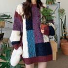 Paneled Sweater White & Blue & Purple - One Size