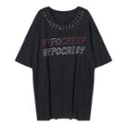 Safety Pin Detail Lettering Short-sleeve T-shirt