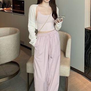 Plain Camisole Top / Drawstring Pants / Jacket