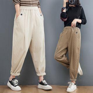 Band-waist Plain Baggy Pants
