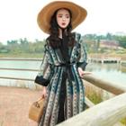 Patterned Chiffon Long Jacket As Shown In Figure - One Size