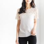 Lace-panel Short-sleeve Top