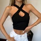 Plain Cross Strap Sleeveless Top