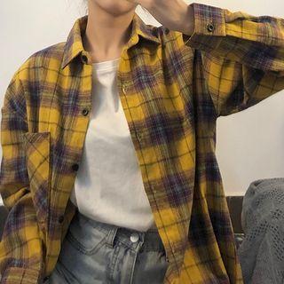 Plaid Oversize Shirt Yellow - One Size