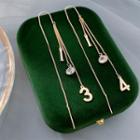 Numerical Alloy Asymmetrical Fringed Earring 1314 - 1 Pair - Gold - One Size