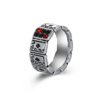 Poker Card Rhinestone Alloy Ring Silver - One Size