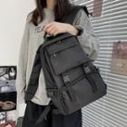 Buckled Nylon Backpack Black - 16 Inch