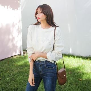 Round-neck Text Print T-shirt