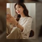 3/4-sleeve Stripe Sweatshirt
