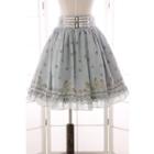 Lace Trim Floral Print A-line Skirt