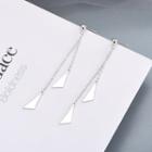 925 Sterling Silver Triangle Fringed Earring Es772 - 1 Pair - One Size