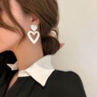 Heart Alloy Dangle Earring Type A - 1 Pair - White - One Size