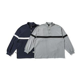 Contrast Striped Polo Sweatshirt