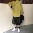 Oversized Shirt / Plaid A-line Midi Skirt