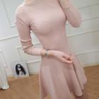 Ribbed Mini A-line Knit Dress
