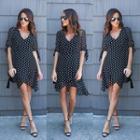 Polka Dot V-neck Short-sleeve Chiffon Dress