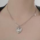 Faux Pearl Heart Necklace Faux Pearl - Silver - One Size