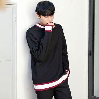 Crew-neck Contrast-trim Sweatshirt