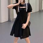 Short-sleeve Buckle Detail A-line Dress