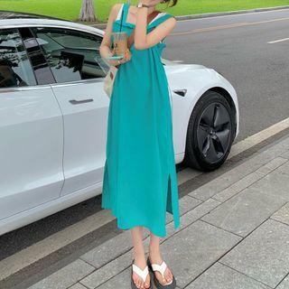 Spaghetti Strap Top / Midi A-line Overall Dress
