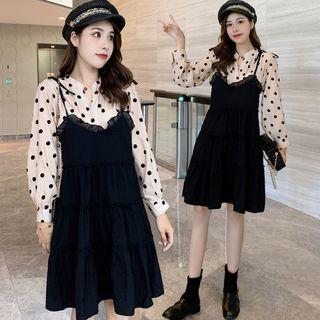Set: Dotted Shirt + Spaghetti Strap Dress