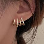 Layered Hoop Drop Earring 1 Pair - Stud Earring - Silver Needle - Gold - One Size