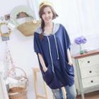 Short-sleeve Hooded Loose-fit Top