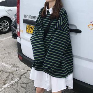 Striped Sweatshirt / Long-sleeve Shirt Dress