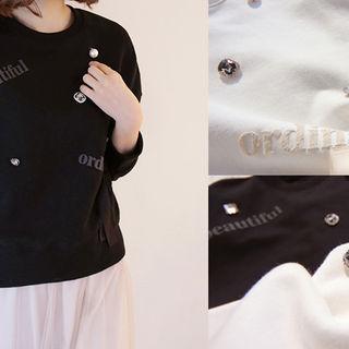 Round-neck Rhinestone-detail Top