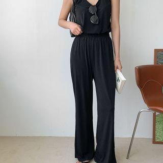 Set: Textured Camisole Top + Wide-leg Pants