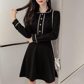 Long-sleeve Polo Mini A-line Dress