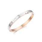 Elegant And Fashion Plated Rose Gold Geometric Round 316l Stainless Steel Bangle With Cubic Zirconia Rose Gold - One Size