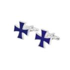 Fashionable High-end Blue Cross Cufflinks Silver - One Size