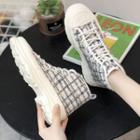 Round-toe Lace-up Canvas Ankle Boots